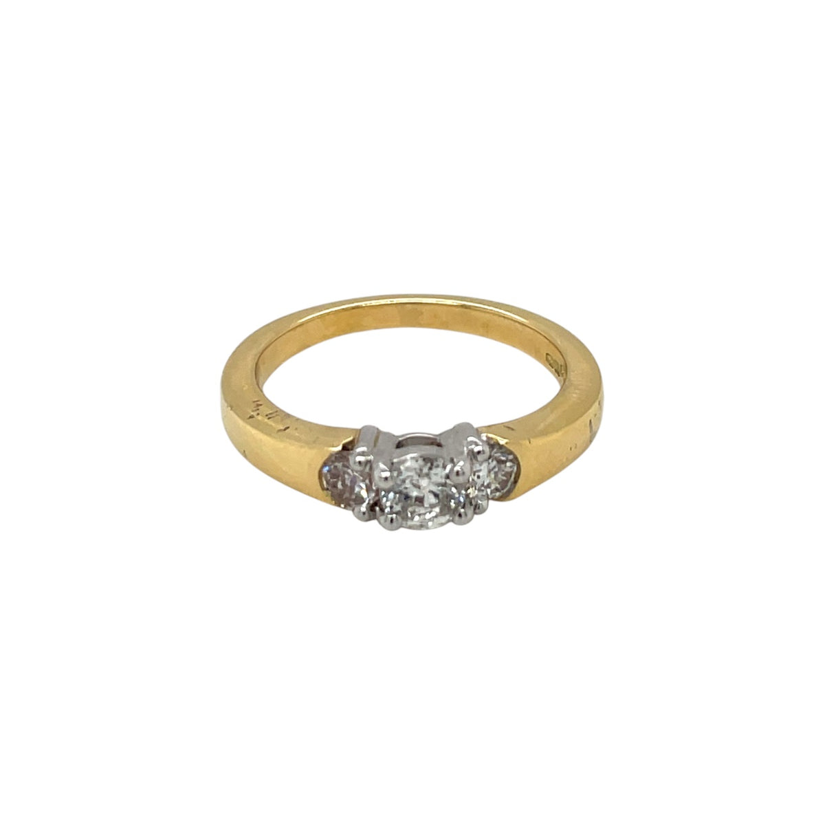 18ct Yellow and White Gold Diamond 3 Stone Ring (N1/2)