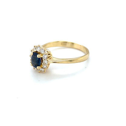 18ct yellow Gold Sapphire and Diamond Cluster Ring