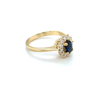 18ct yellow Gold Sapphire and Diamond Cluster Ring