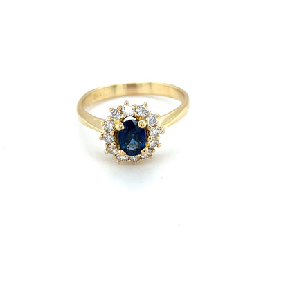 18ct yellow Gold Sapphire and Diamond Cluster Ring