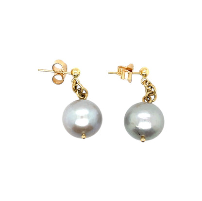 18ct Yellow Gold Tahitian Pearl Drop Earrings