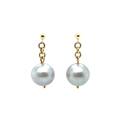 18ct Yellow Gold Tahitian Pearl Drop Earrings
