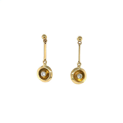 18ct Yellow Gold Dainty Diamond Drop Earrings