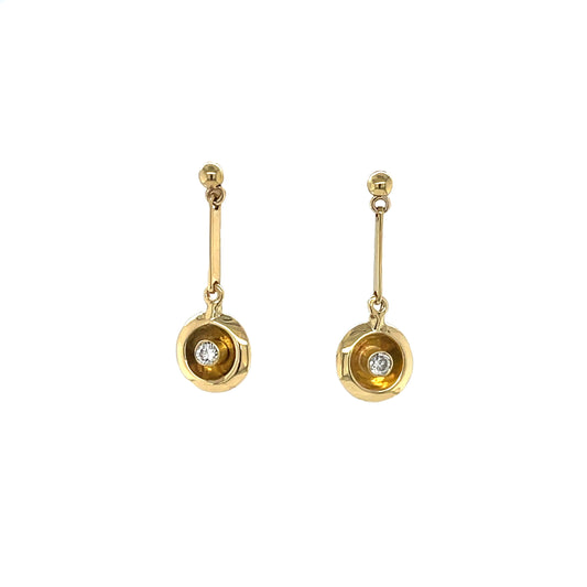 18ct Yellow Gold Dainty Diamond Drop Earrings