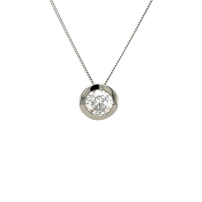14ct White Gold Diamond Pendant & Chain (14")