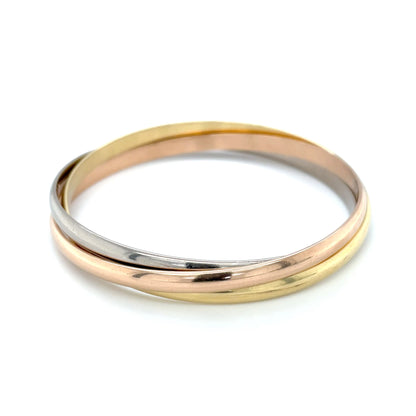 18ct Yellow, White & Rose Gold Trinity Bangle