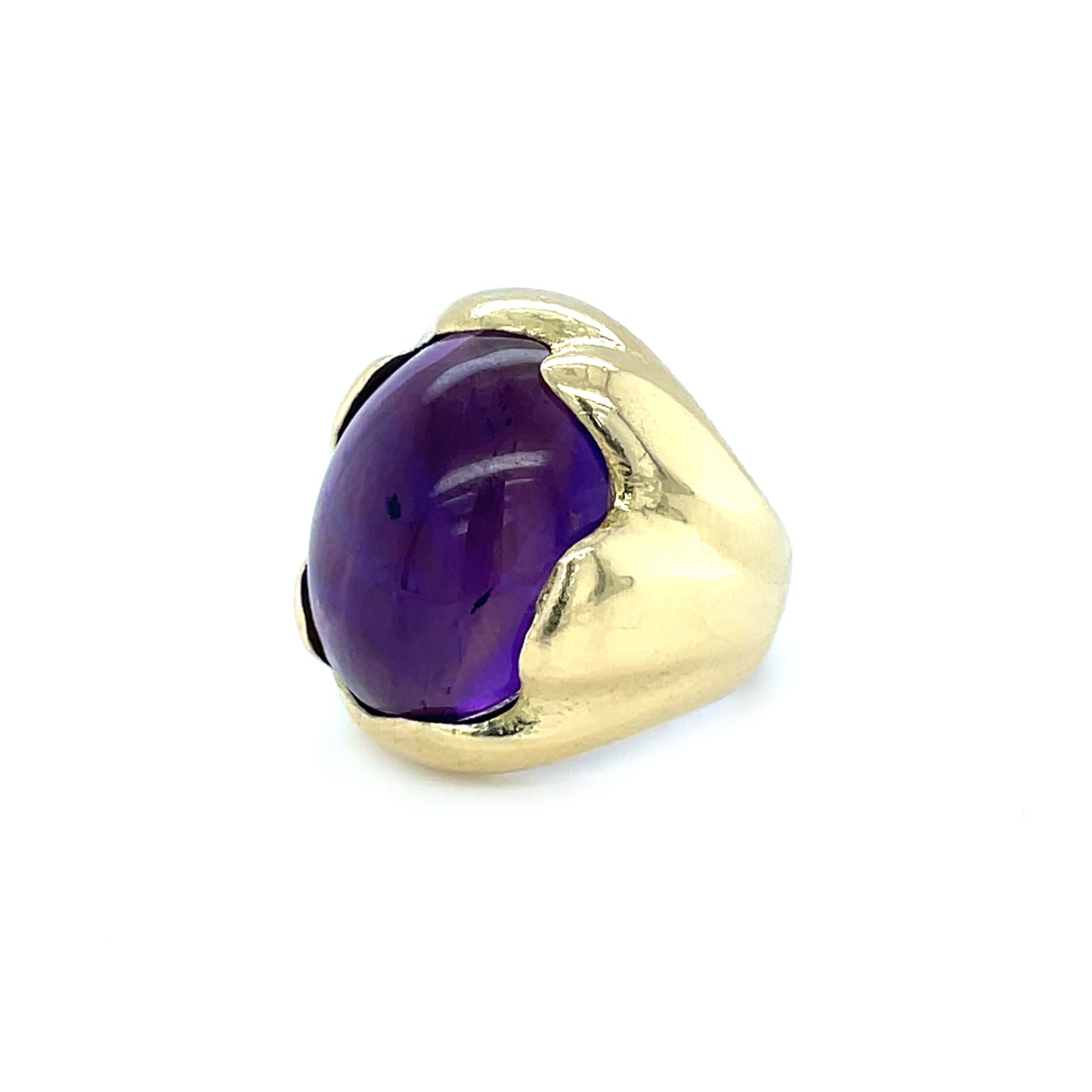 18ct Yellow Gold & Amethyst Chunky Solitaire Ring (H)