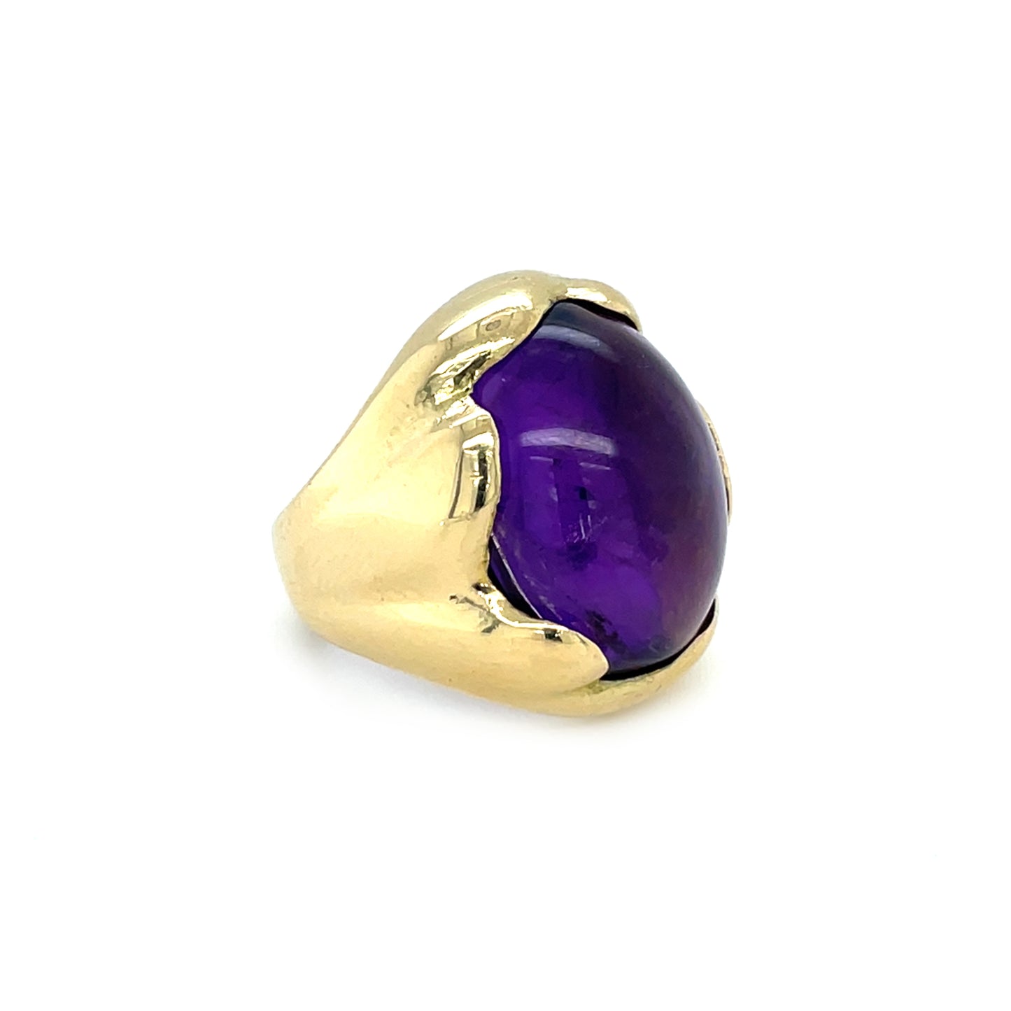 18ct Yellow Gold & Amethyst Chunky Solitaire Ring (H)