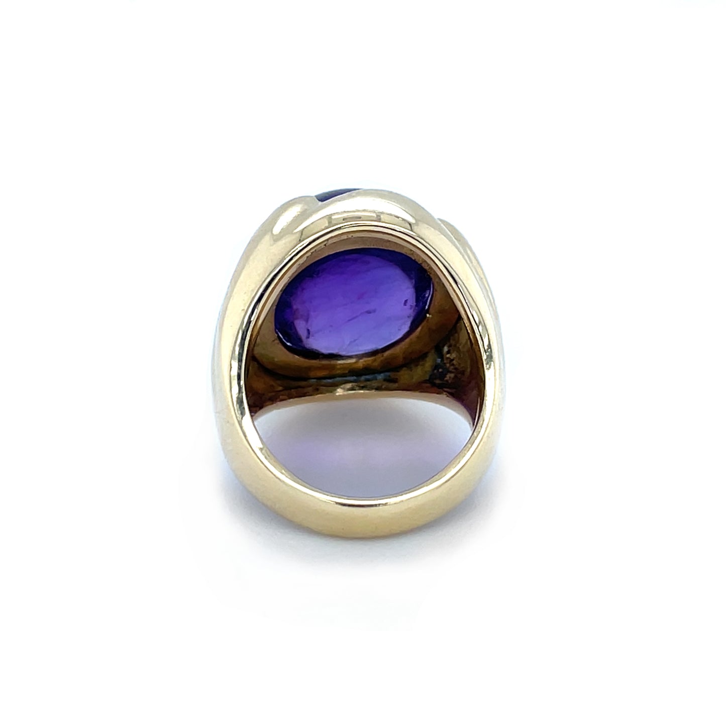 18ct Yellow Gold & Amethyst Chunky Solitaire Ring (H)