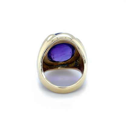 18ct Yellow Gold & Amethyst Chunky Solitaire Ring (H)