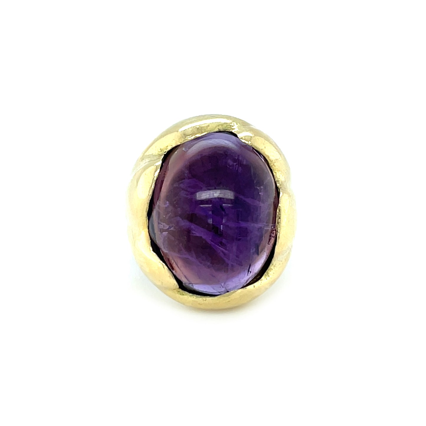 18ct Yellow Gold & Amethyst Chunky Solitaire Ring (H)