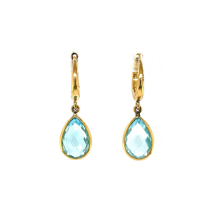 18ct Yellow Gold Hoop Earrings with Topaz Drops