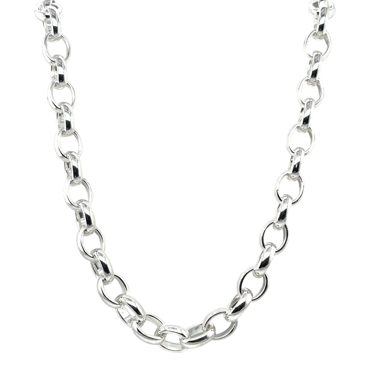 Silver Chunky Oval Belcher Chain (20")