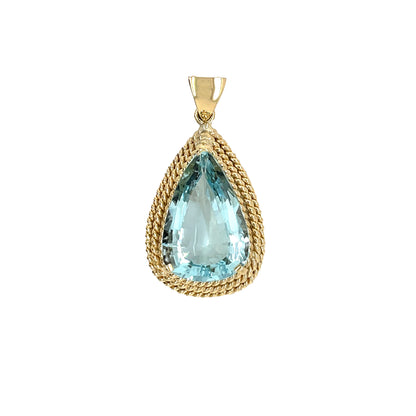 18ct Yellow Gold Teardrop Aquamarine Pendant