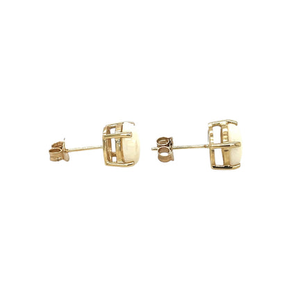 9ct Yellow Gold Round Opal Stud Earrings (8mm)