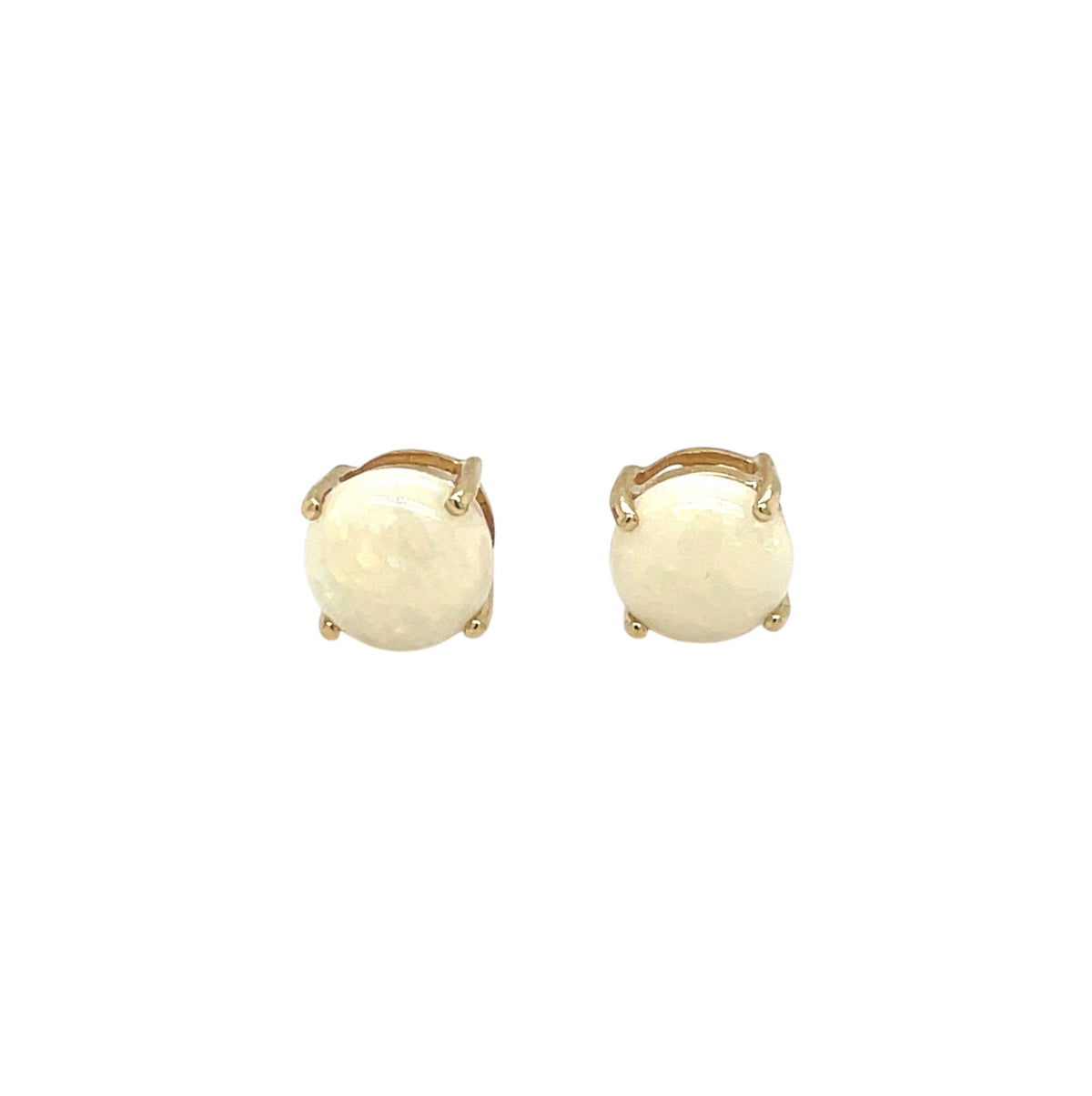 9ct Yellow Gold Round Opal Stud Earrings (8mm)