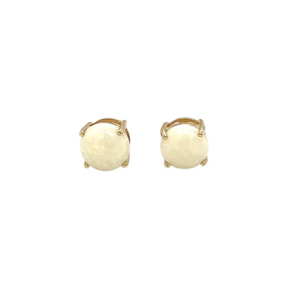 9ct Yellow Gold Round Opal Stud Earrings (8mm)