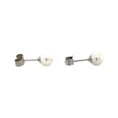 9ct White Gold Freshwater Pearl Stud Earrings (5-4.5mm)