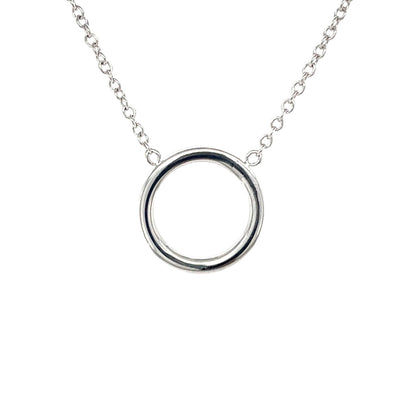 9ct White Gold Circle Pendant & Chain