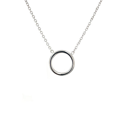 9ct White Gold Circle Pendant & Chain