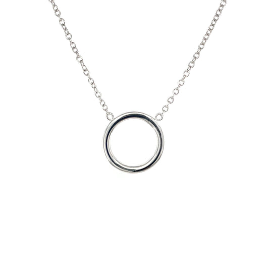 9ct White Gold Circle Pendant & Chain