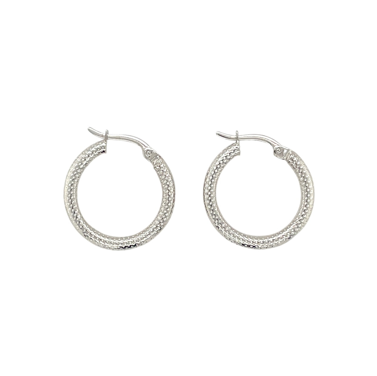 9ct White Gold Dotted Hoop Earrings