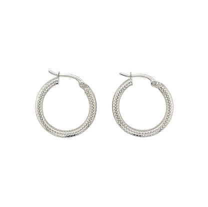 9ct White Gold Dotted Hoop Earrings