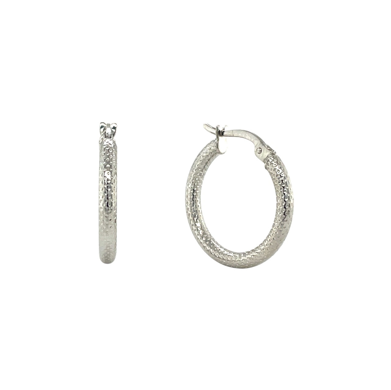 9ct White Gold Dotted Hoop Earrings