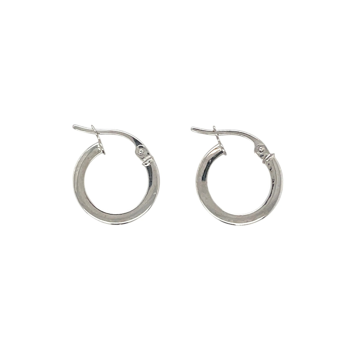 9ct White Gold Square-Edge Round Hoop Earrings