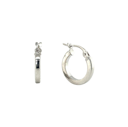 9ct White Gold Square-Edge Round Hoop Earrings
