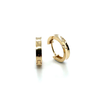 9ct Yellow Gold Concave Hinged Huggy Earrings