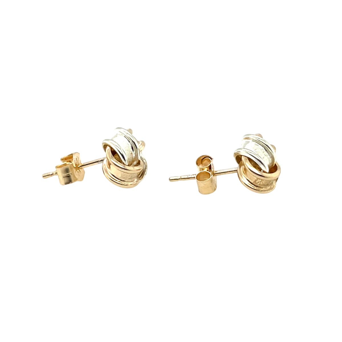 9ct Yellow & White Gold Ribbon Knot Stud Earrings (7.5mm)
