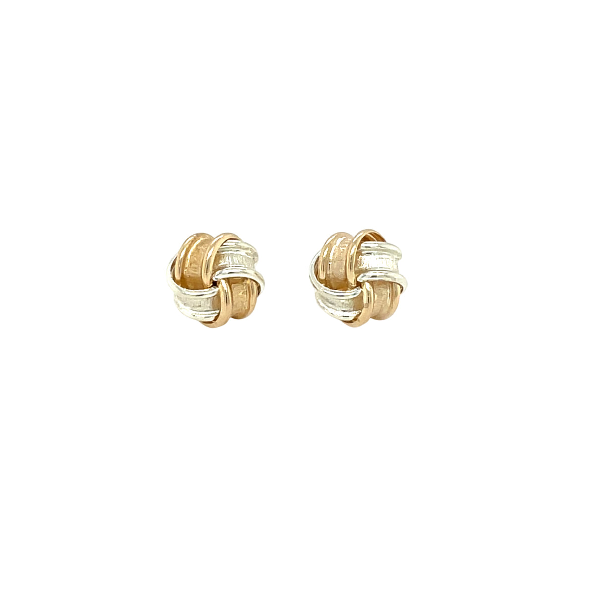 9ct Yellow & White Gold Ribbon Knot Stud Earrings (7.5mm)