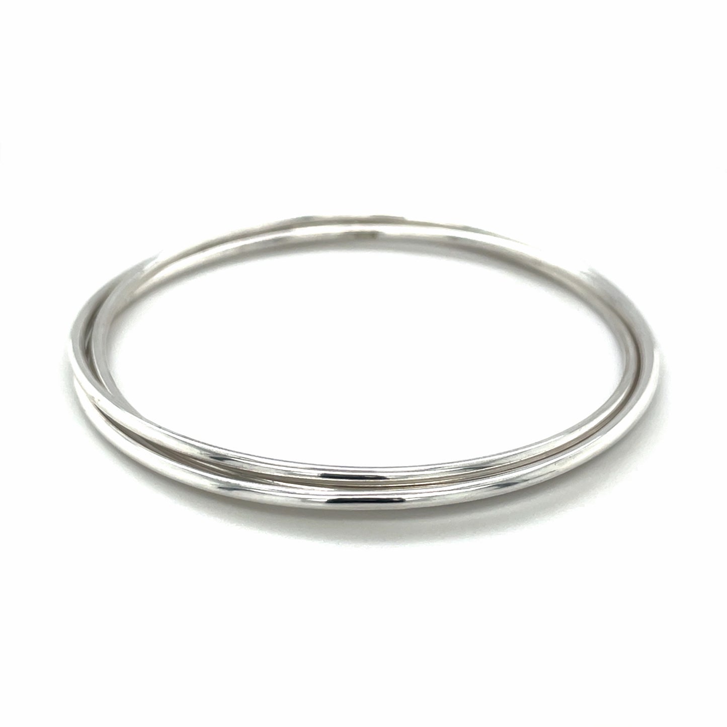 Silver Round Thin Russian Bangle
