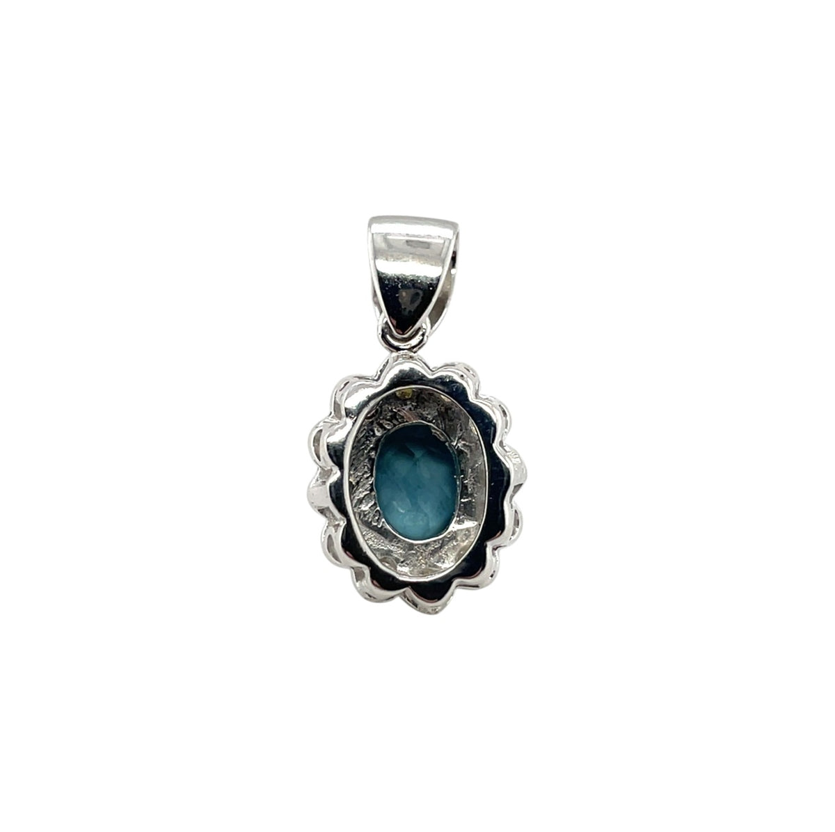 18ct White Gold Aquamarine and Diamond Pendant