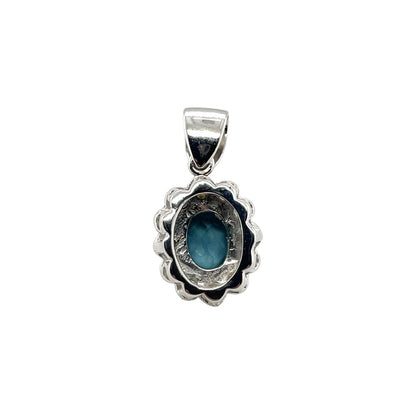 18ct White Gold Aquamarine and Diamond Pendant