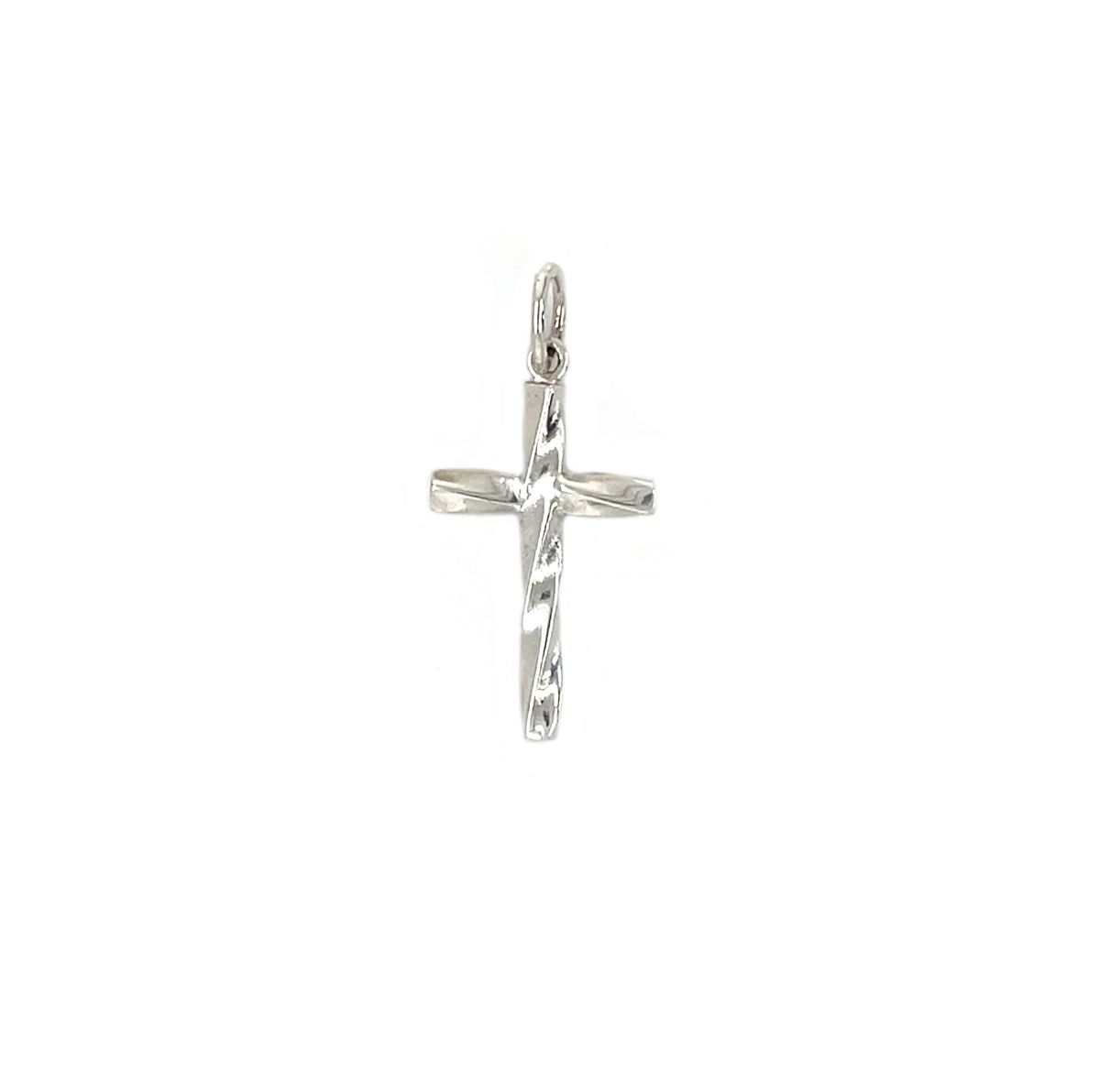 Silver Twisted Cross Pendant (20x13mm) & Chain (16-18")