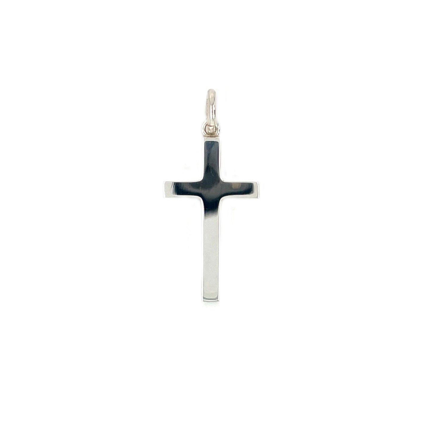 Silver Large Block Cross Pendant (25x15mm) & Chain (16-18")