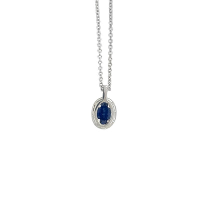 18ct White Gold Sapphire & Diamond Cluster Pendant & Chain (18")