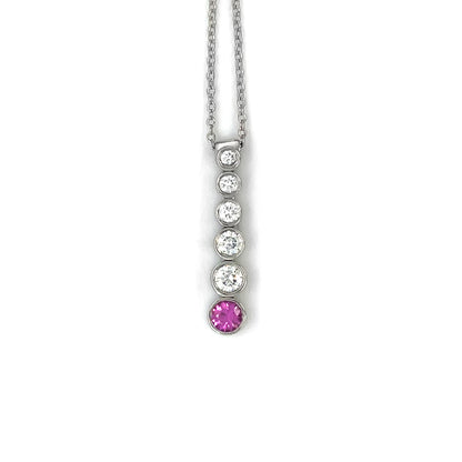 Tiffany & Co Platinum Diamond & Pink Sapphire Jazz Pendant & Chain