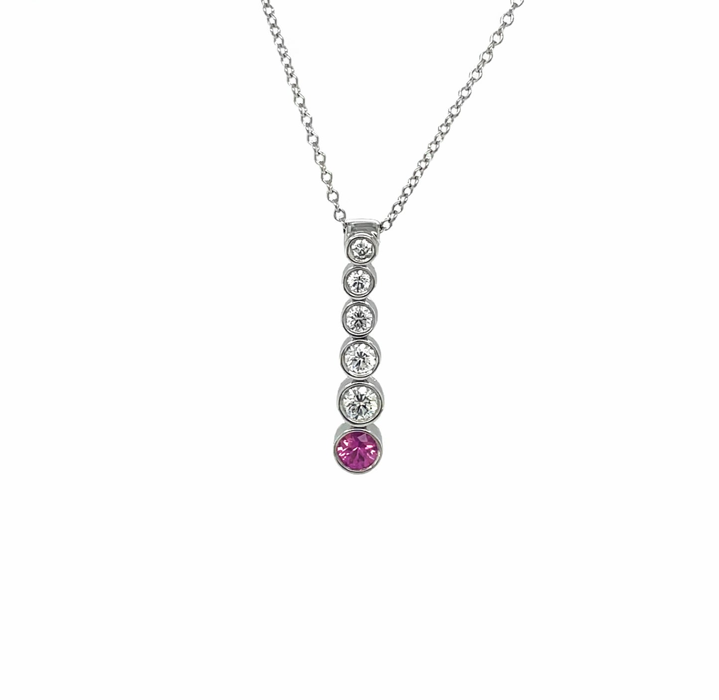 Tiffany & Co Platinum Diamond & Pink Sapphire Jazz Pendant & Chain