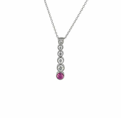 Tiffany & Co Platinum Diamond & Pink Sapphire Jazz Pendant & Chain