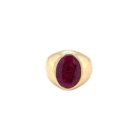 18ct Yellow Gold Oval Ruby Signet Ring (R)