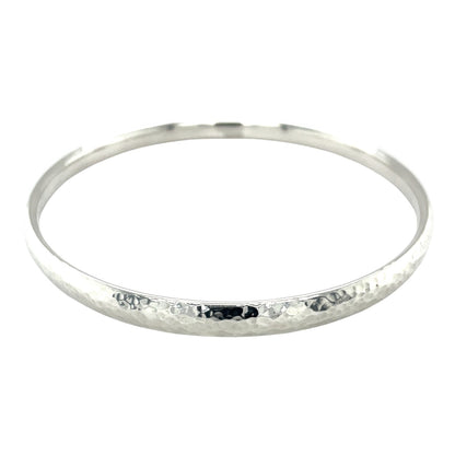 Silver Hammered Round Bangle (6mm)