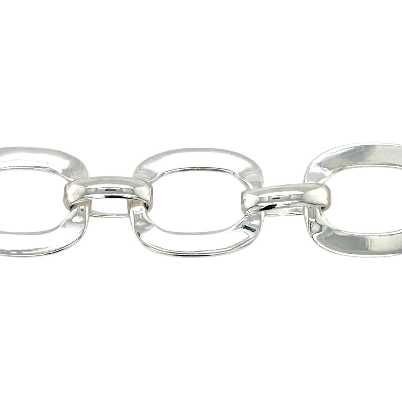 Silver Squared Oval Bold Bracelet