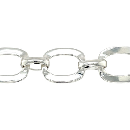 Silver Squared Oval Bold Bracelet