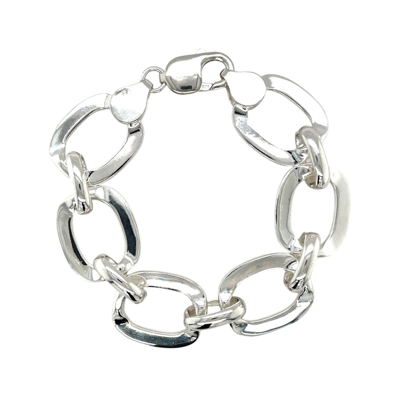 Silver Squared Oval Bold Bracelet