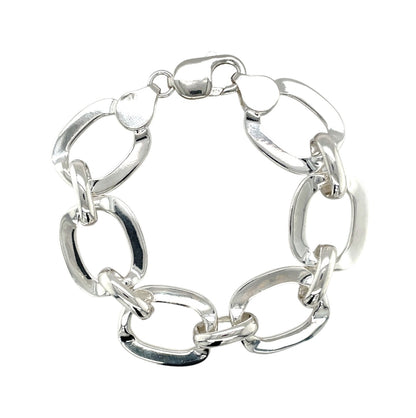 Silver Squared Oval Bold Bracelet