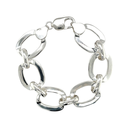 Silver Squared Oval Bold Bracelet