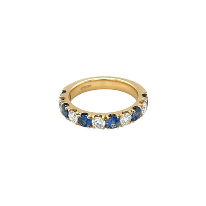 18ct Yellow Gold Sapphire & Diamond Half-Set Eternity (M)